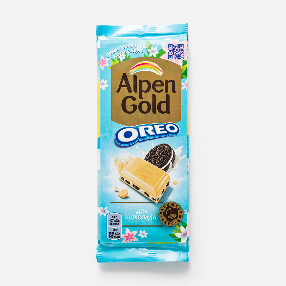 фото Шоколад alpen gold молочный белый ваниль и печенье oreo 95г