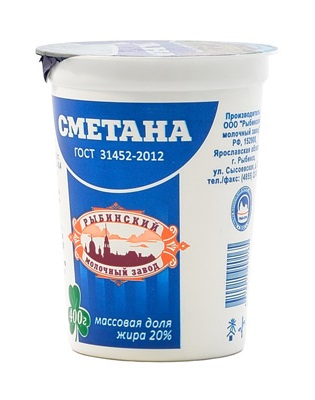 

Сметана Рыбинский молочный завод 15% БЗМЖ 320 г