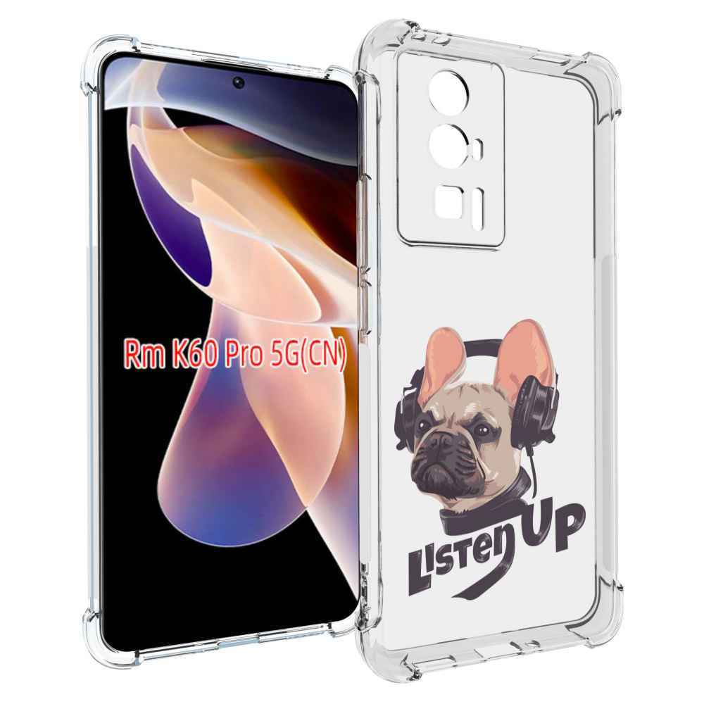 

Чехол MyPads бульдог-слушает-музыку для Xiaomi Redmi K60 Pro, Прозрачный, Tocco