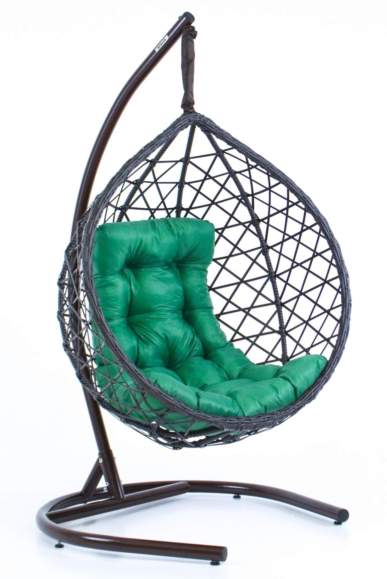 Подвесное кресло STULER Модерн Венге 240 кг зеленая трапеция подушка зеленая