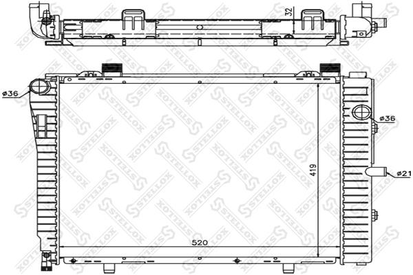 

ELLOX 10-25908-SX_радиатор системы охлаждения! без AC\ MB C208/S202/W202 2.0/2.3i 95> 1шт