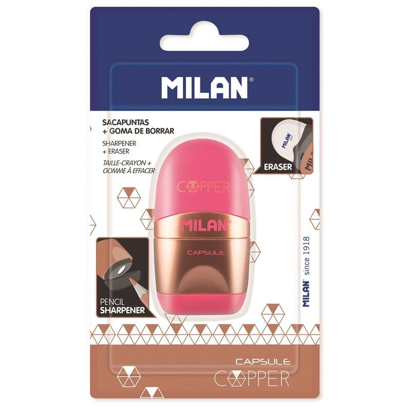 

Ластик-точилка Milan каучуковый овальный 65х35х24 мм, 973270, Розовый