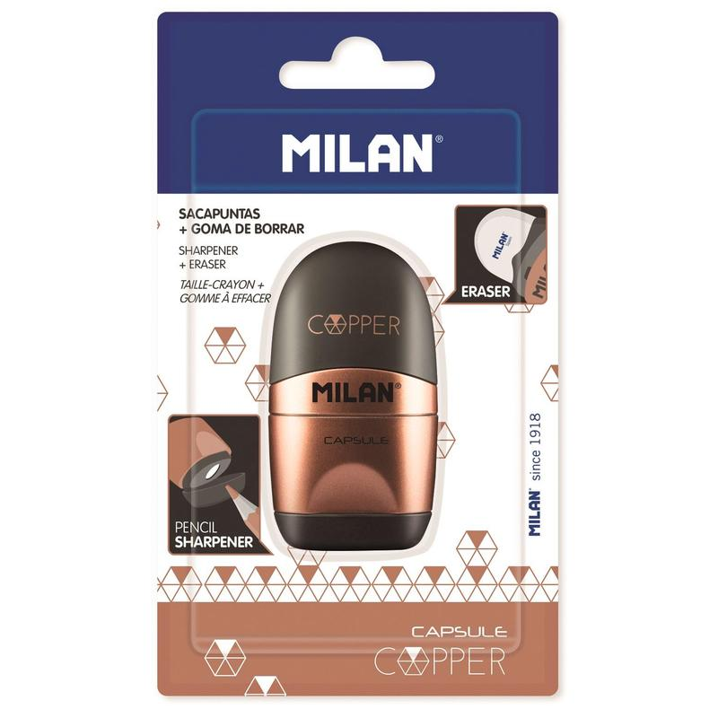 

Ластик-точилка Milan каучуковый овальный 65х35х24 мм, 973281, Черный