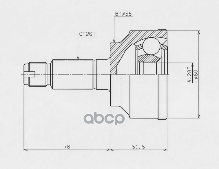 

HDK HO065 ШРУС внешний HO-65