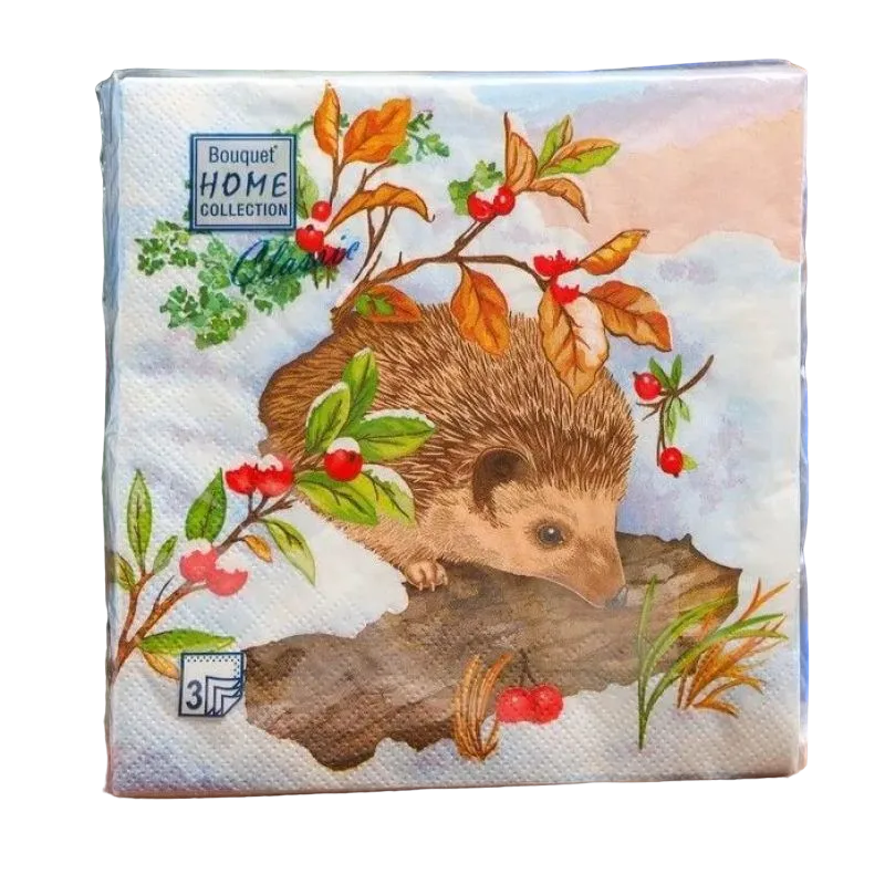 

Салфетки бумажные Мята Home Collection Classic Трехслойные Ежик в Новый год 3шт