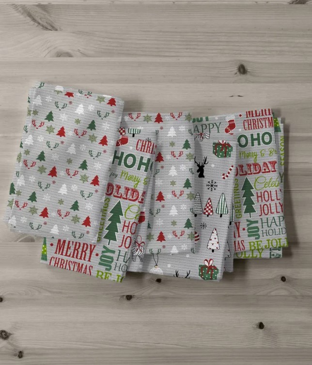 

Комплект вафельных полотенец 45х60 6 шт Унисон Holly Jolly