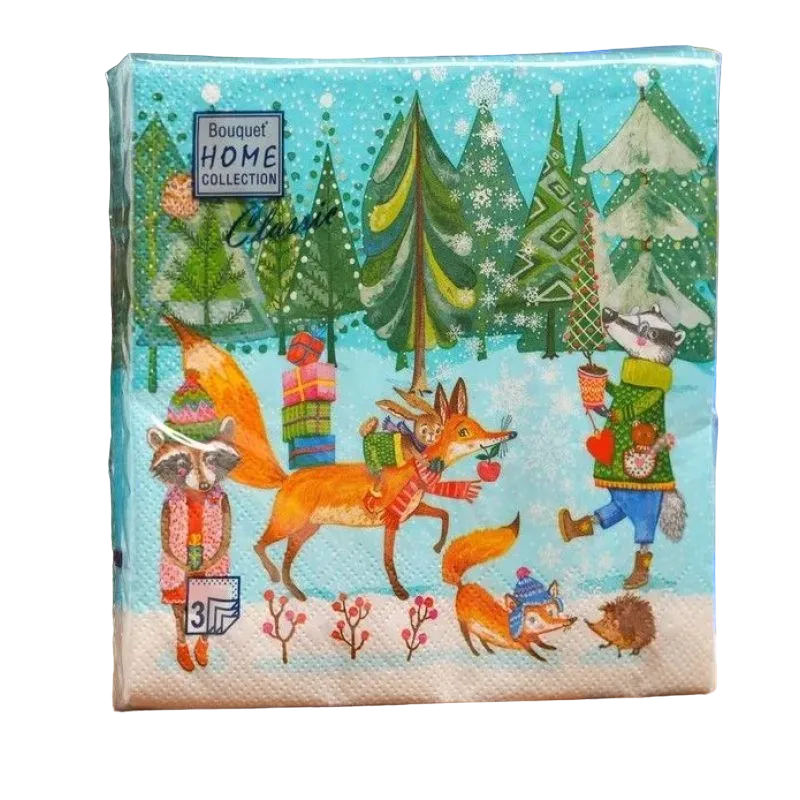 

Салфетки бумажные Мята Home Collection Classic Трехслойные Веселая компания 3шт