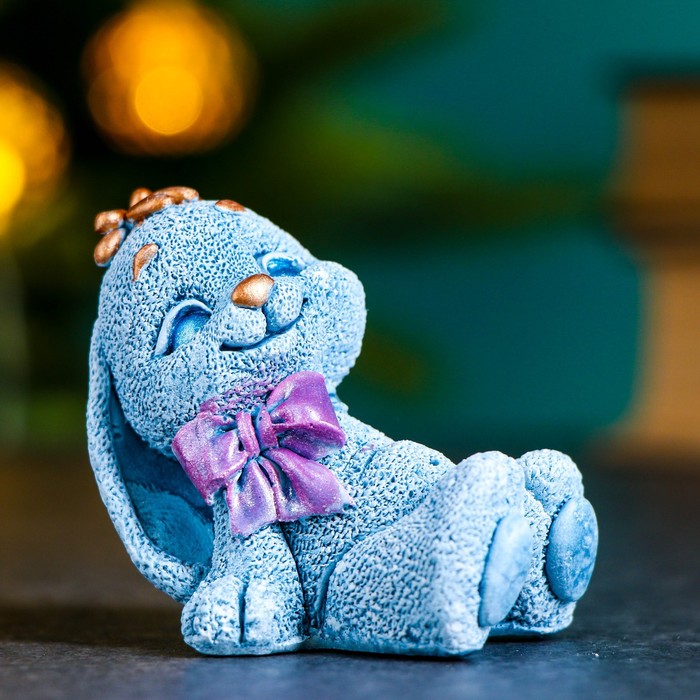 

Фигура "Кролик с бантом" серо-голубой, 7х7х5см
