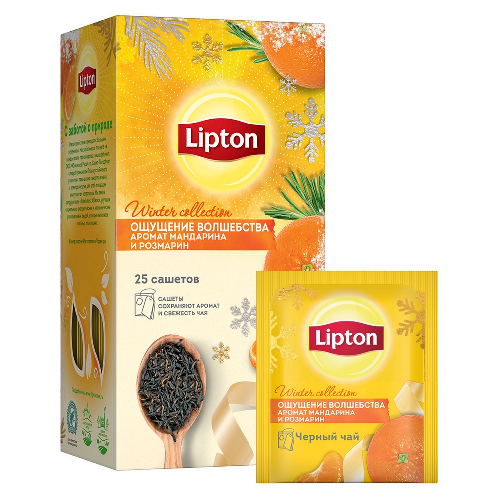 

Чай черный Lipton Winter Collection Аромат мандарина и розмарин 25 пак