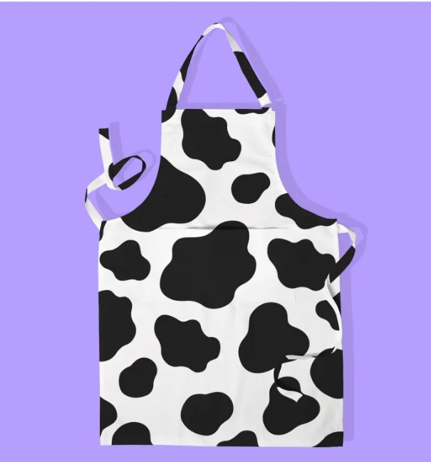 

Фартук рогожка 65х85 с карманом Crazy Getup Cow, Белый;черный