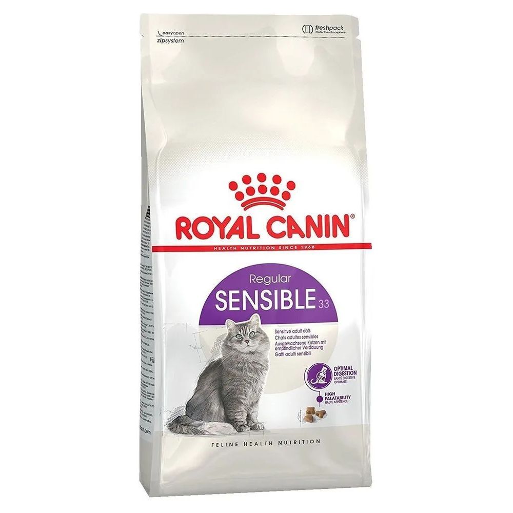 фото Сухой корм для кошек royal canin sensible с чувствительным пищеварением, курица, 1.2кг