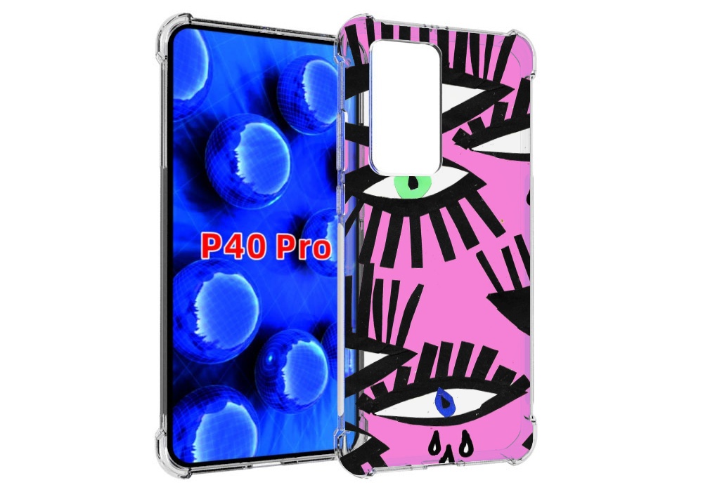 

Чехол MyPads глазки абстракция для Huawei P40 Pro противоударный, Прозрачный, Tocco