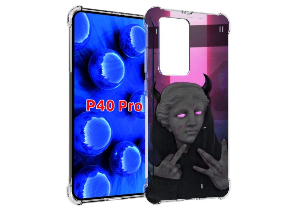

Чехол MyPads глитч-статуя для Huawei P40 Pro противоударный, Прозрачный, Tocco