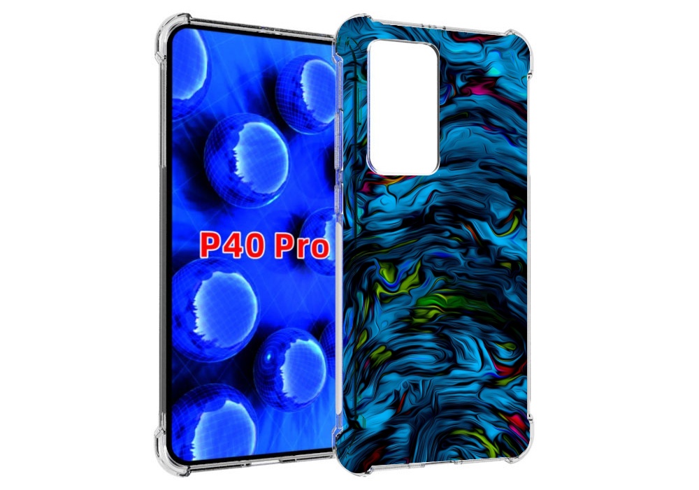 

Чехол MyPads голубая краска в темноте для Huawei P40 Pro противоударный, Прозрачный, Tocco