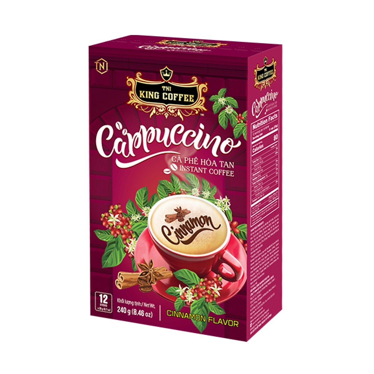 

Вьетнамский растворимый кофе Cappuccino Cinnamon (корица), 240г (King Coffee) 12 пак