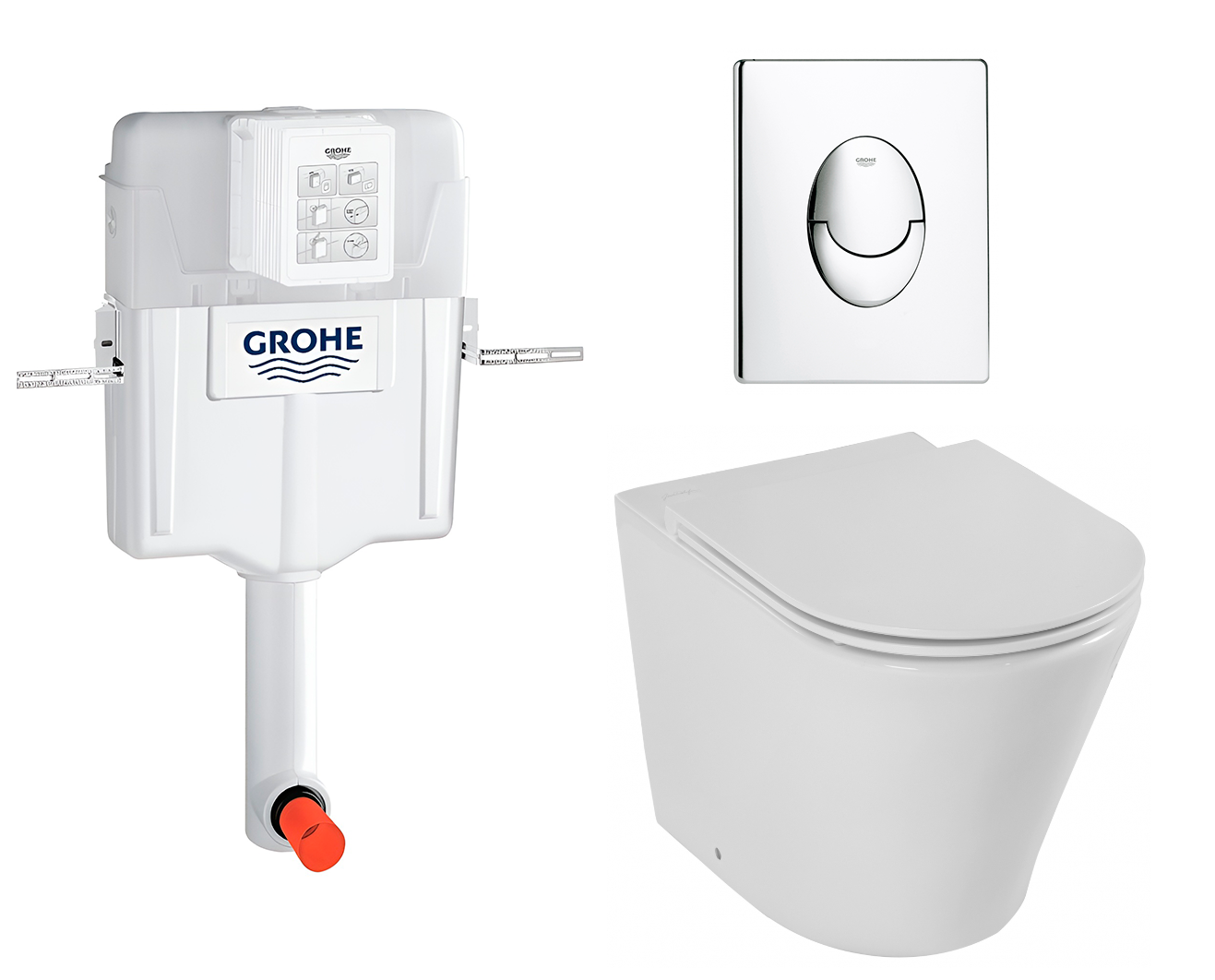 

Комплект: смывной бачок Grohe + унитаз Rodin Плюс + кнопка хром, 535603