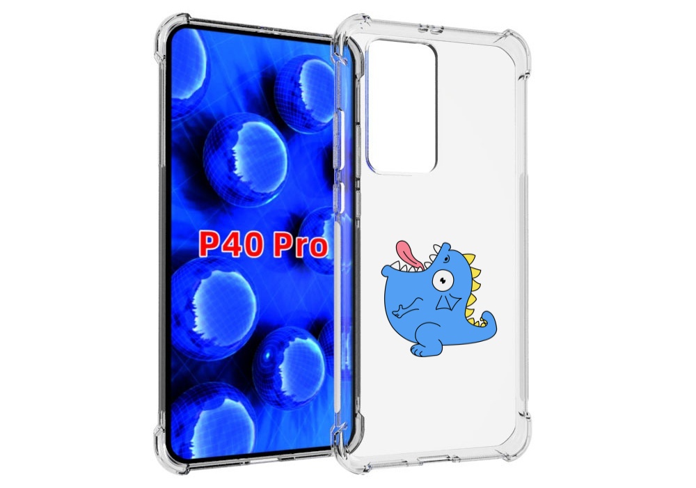 Чехол MyPads голубая-рыбка для Huawei P40 Pro противоударный