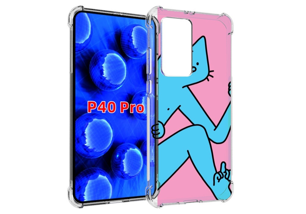 

Чехол MyPads голубой кот в дверце для Huawei P40 Pro противоударный, Прозрачный, Tocco