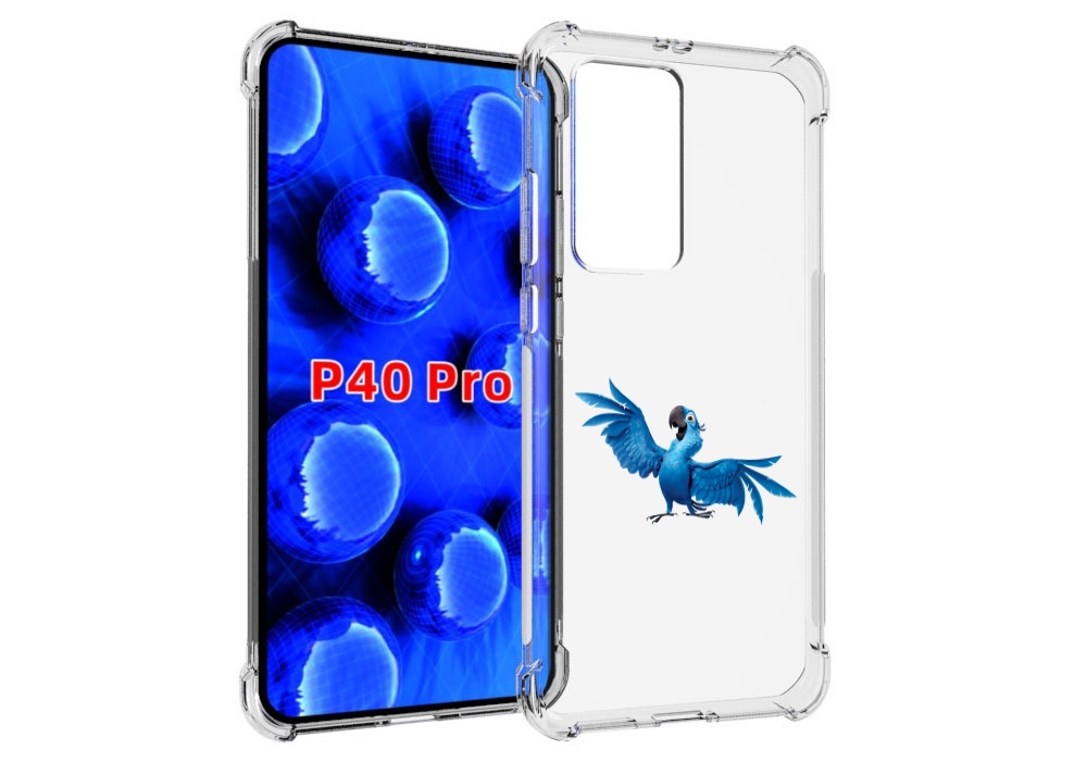 

Чехол MyPads голубой-попугайчик для Huawei P40 Pro противоударный, Прозрачный, Tocco