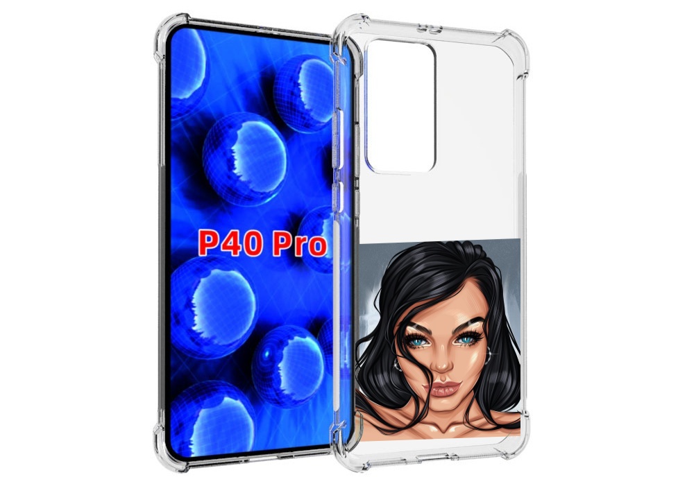Чехол MyPads голубые-глаза-у-брюнетки женский для Huawei P40 Pro противоударный