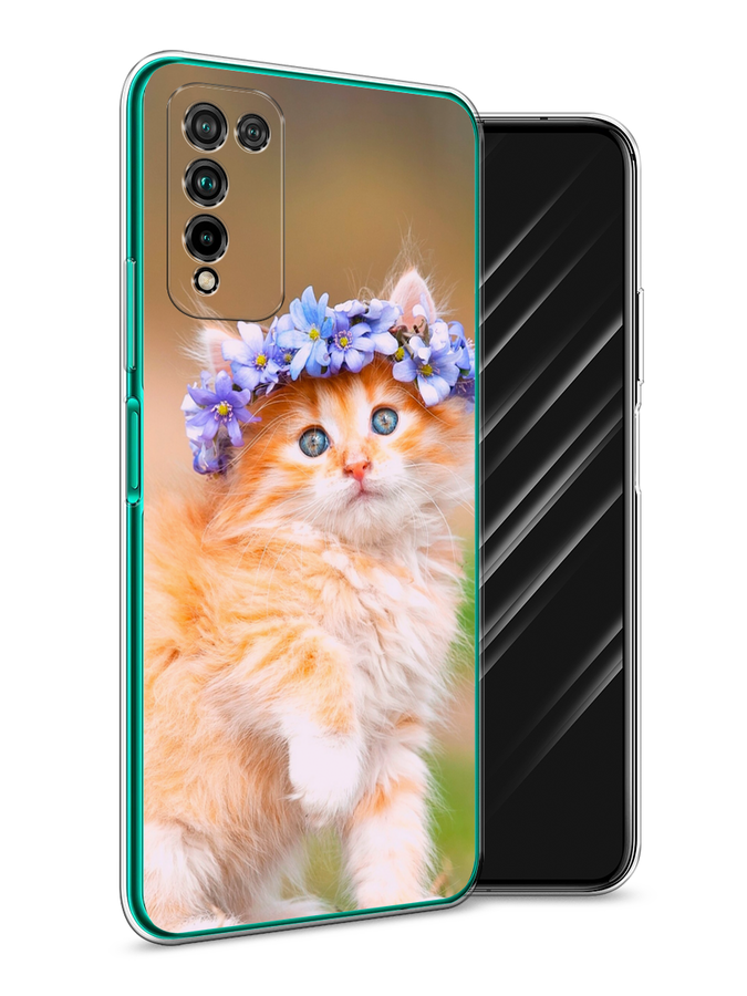 

Чехол Awog на Honor 10X Lite "Рыжий кот в венке", Коричневый;синий, 6104650-1