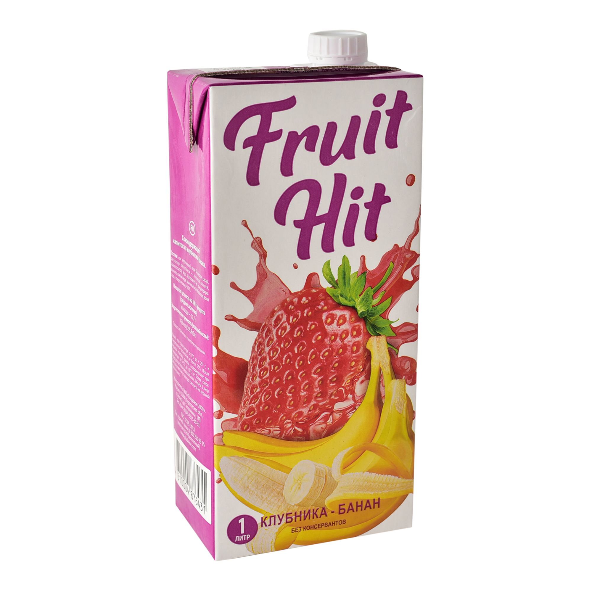 Напиток сокосодержащий Fruit Hit банан с клубникой 1 л