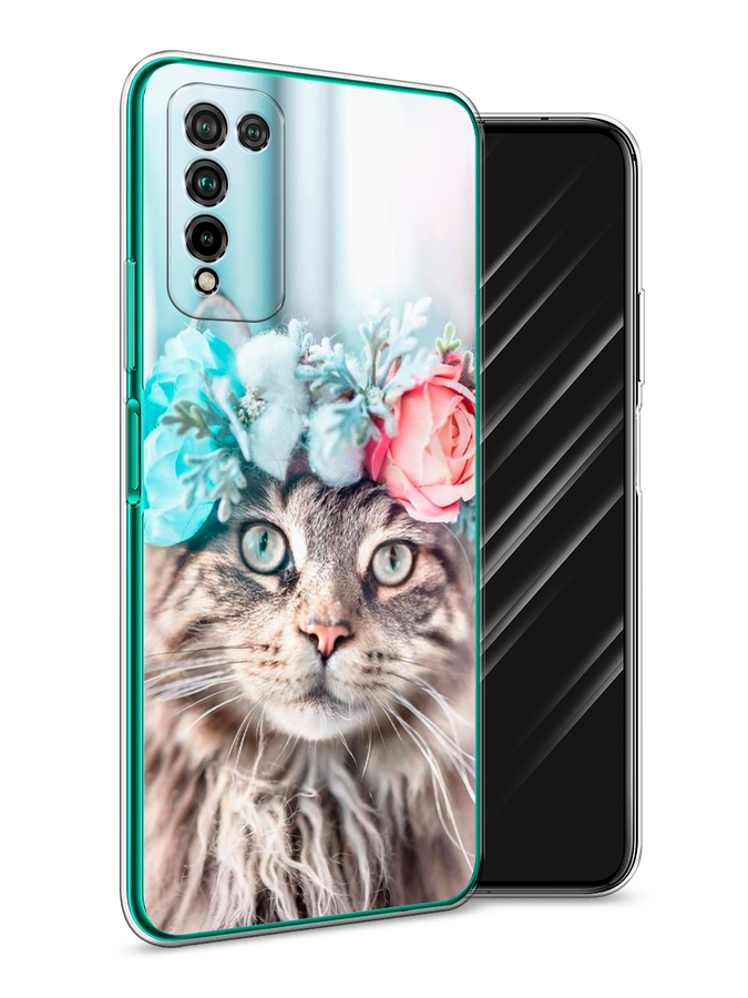 

Чехол Awog на Honor 10X Lite "Кот в венке", Серый;голубой;розовый, 6104650-2