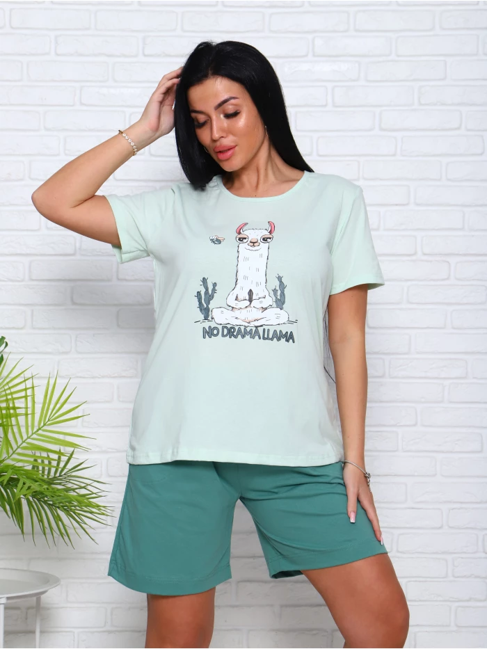 

Пижама женская Cool Look Лама-Ш зеленая 50 RU, Зеленый, Ш-8