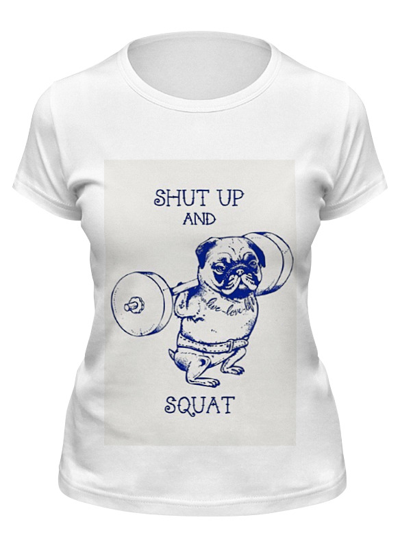 фото Футболка женская printio спортивная мопс белая xl