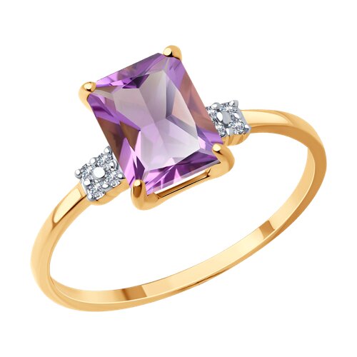 

Кольцо из золота р. 17,5 Diamant 51-310-02423-1, фианит\аметист, 51-310-02423-1