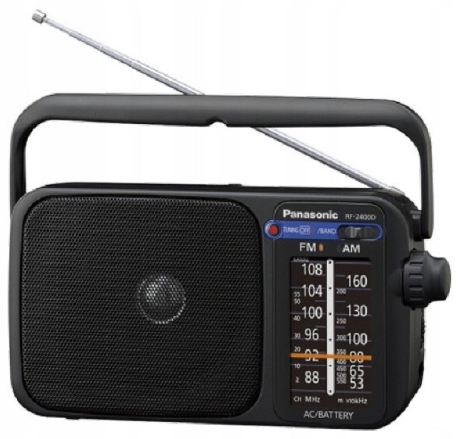 Радиоприемник Panasonic FM, AM, питание 4 элемента АА,чёрный RF-2400DEG-K