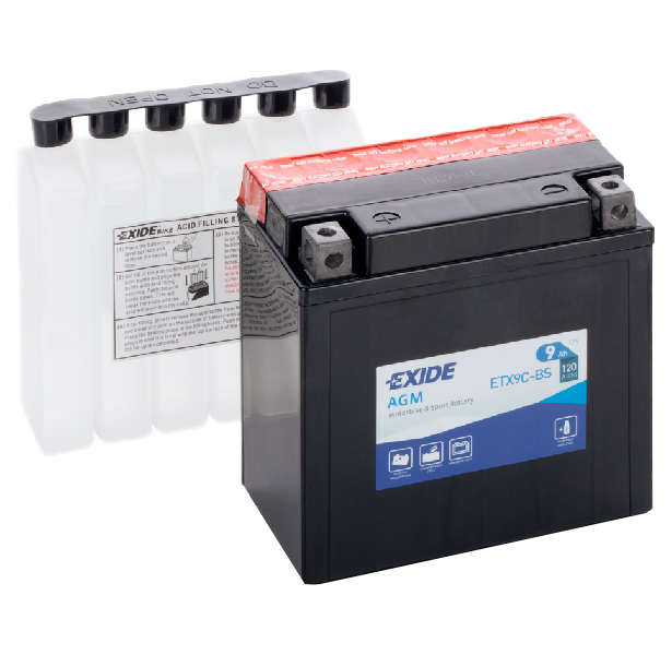 

Аккумулятор мото Exide ETX9C-BS (YB9-B, YB9A-A)
