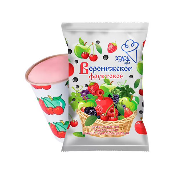 

Десерт фруктовый Воронежский пломбир яблочно-черносмородиновый БЗМЖ 100 г