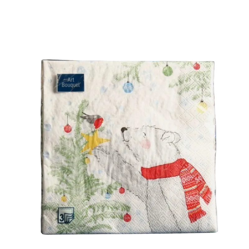 

Салфетки бумажные Мята Home Collection Classic Трехслойные Мишка и новогодняя ель 3шт