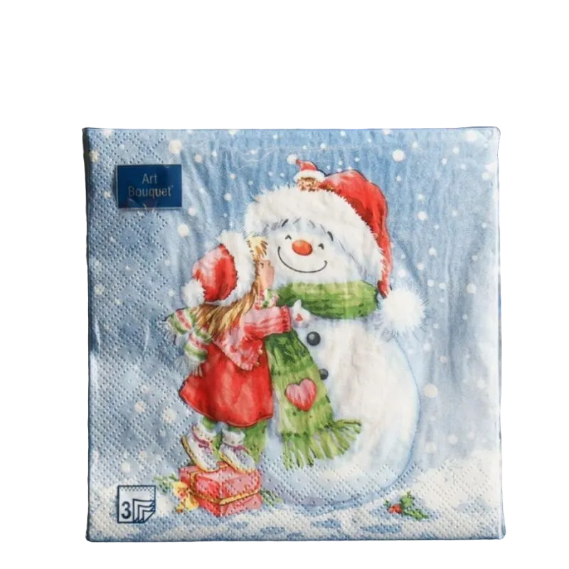 Салфетки бумажные Мята Home Collection Classic Трехслойные Девочка и снеговик 3шт
