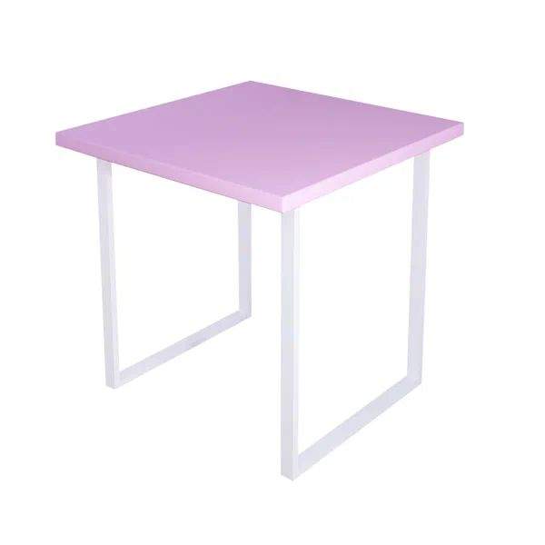 Стол кухонный Solarius Loft металл-дерево 60x60х75, розовый с белыми ножками