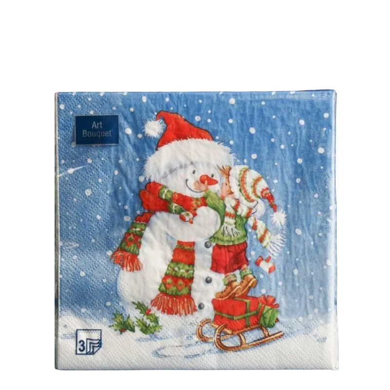 Салфетки бумажные Мята Home Collection Classic Трехслойные Мальчик и снеговик 3шт