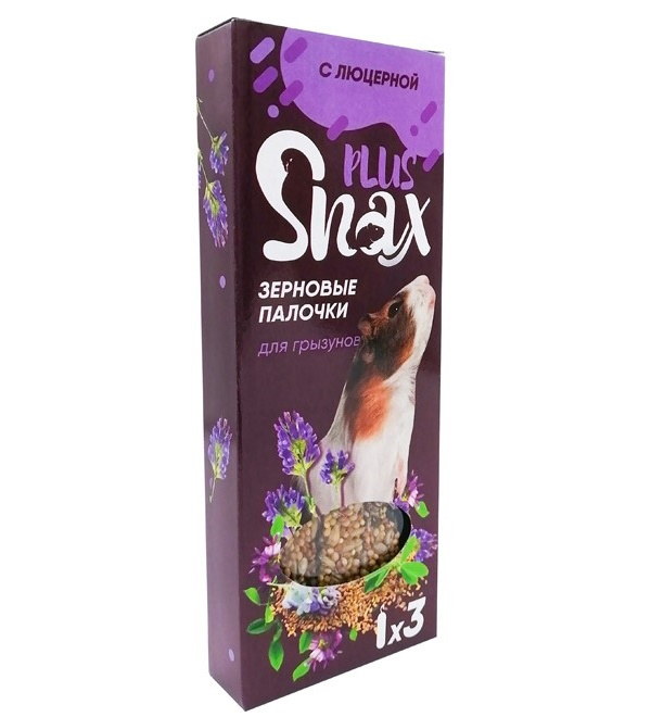 

Лакомство для грызунов Snax, зерновые палочки с люцерной, 3 шт, 90 г