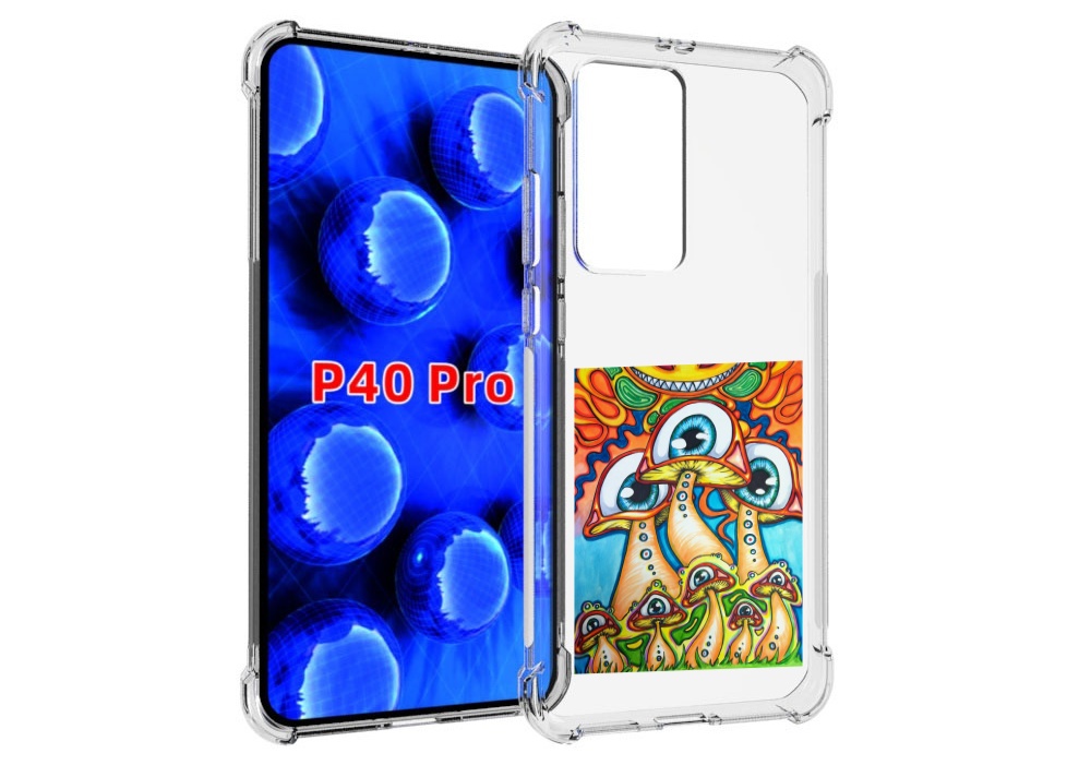 

Чехол MyPads грибы с глазами для Huawei P40 Pro противоударный, Прозрачный, Tocco