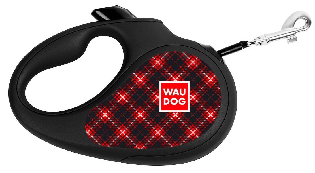 

Поводок-рулетка Collar Waudog с рисунком Шотландка, черный, красный, M, Шотландка красная