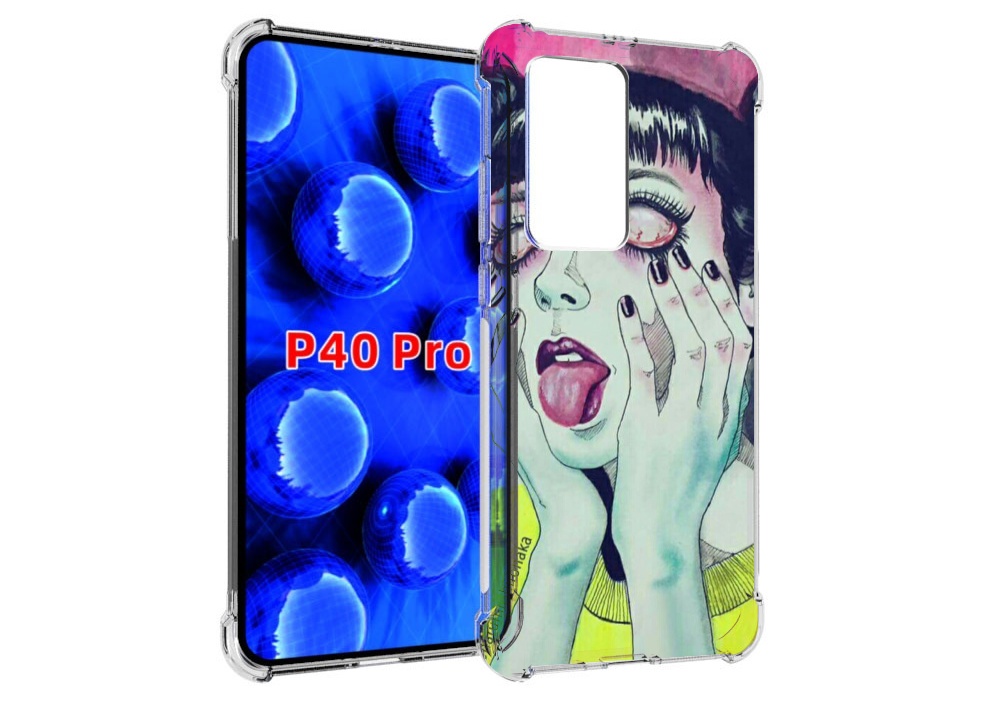 Чехол MyPads девушка без зрачков для Huawei P40 Pro противоударный