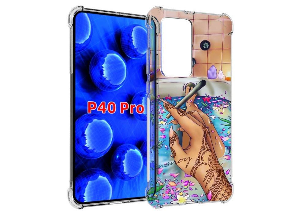 

Чехол MyPads девушка в ванне женский для Huawei P40 Pro противоударный, Прозрачный, Tocco