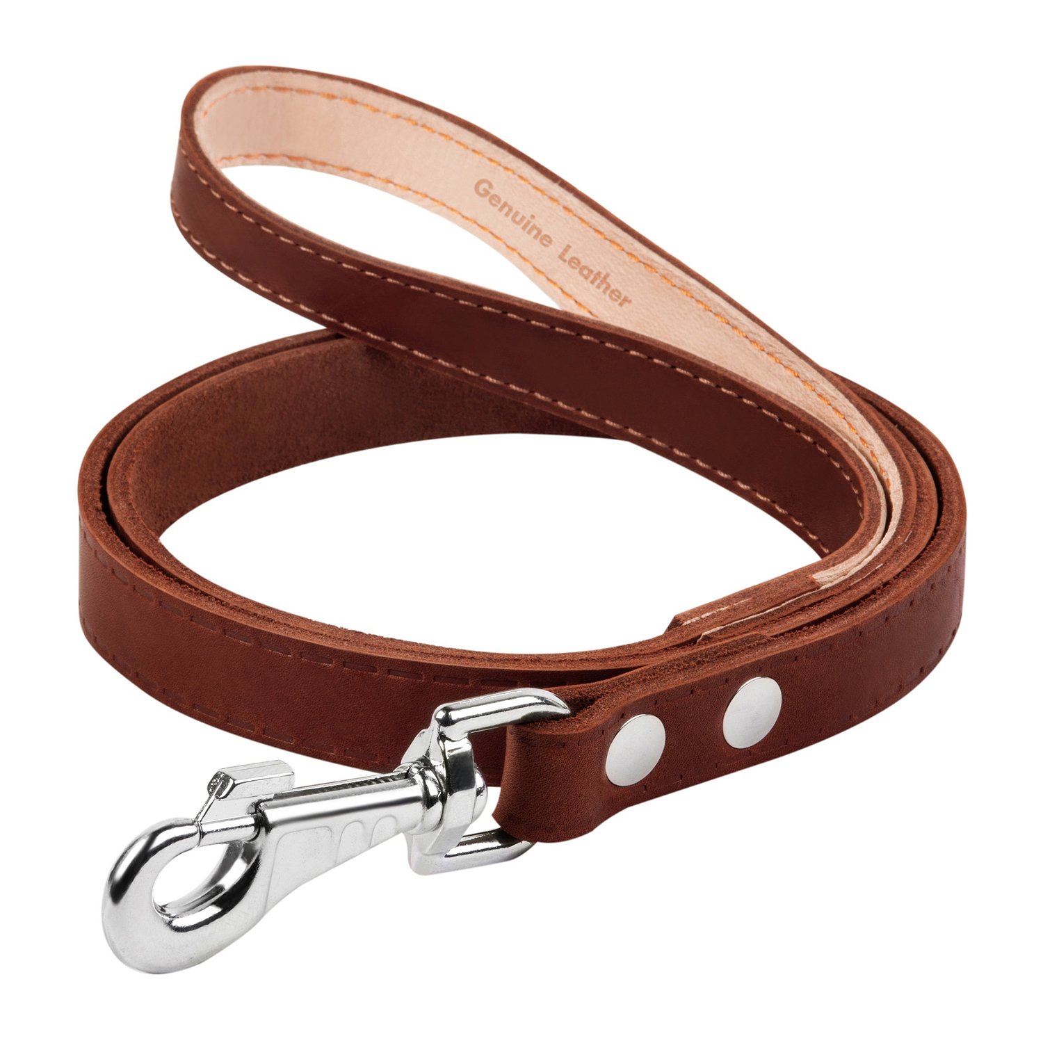 фото Универсальный поводок для собак collar, кожа, коричневый, длина 1.22 м