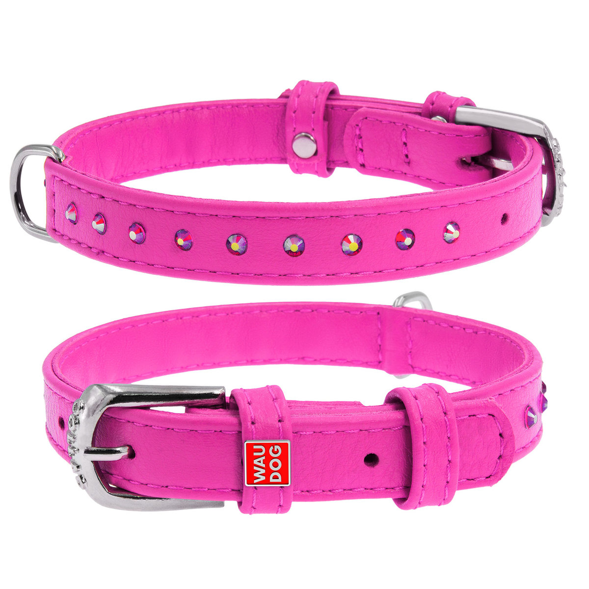 фото Ошейник для собак collar glamour со стразами розовый 21-29 см