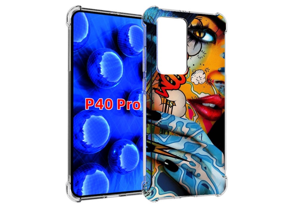 Чехол MyPads девушка разрисованная краскам иженский для Huawei P40 Pro противоударный