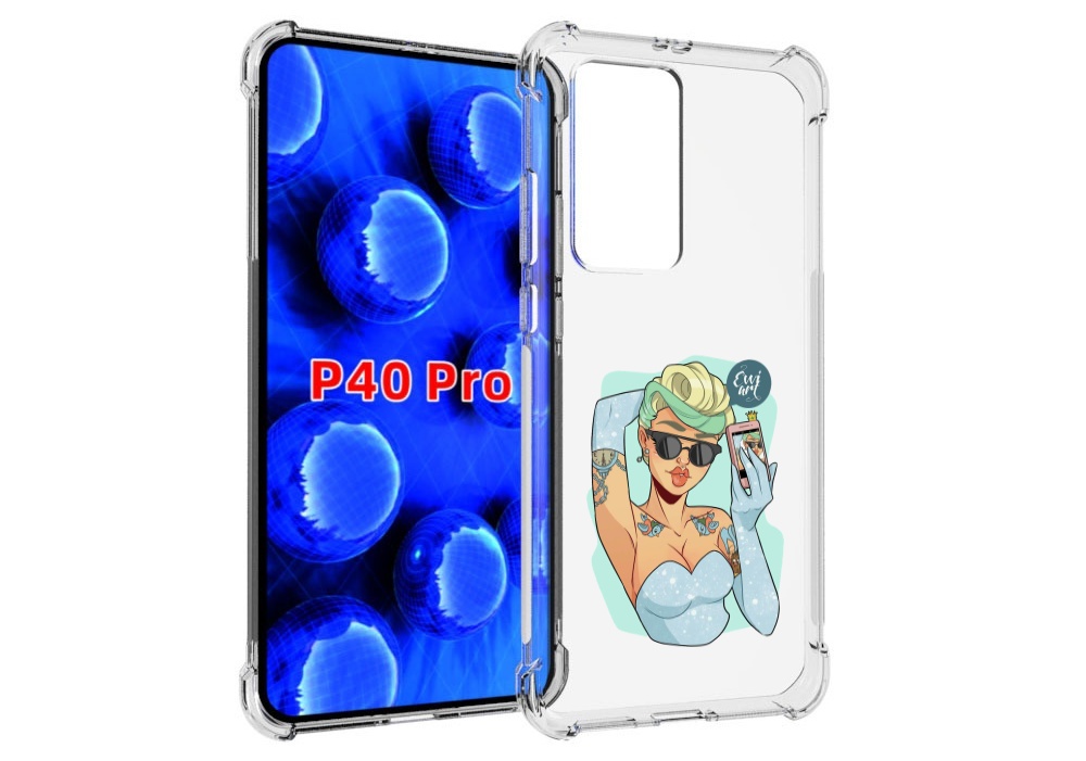 

Чехол MyPads девушка с короткой стрижкой женский для Huawei P40 Pro противоударный, Прозрачный, Tocco