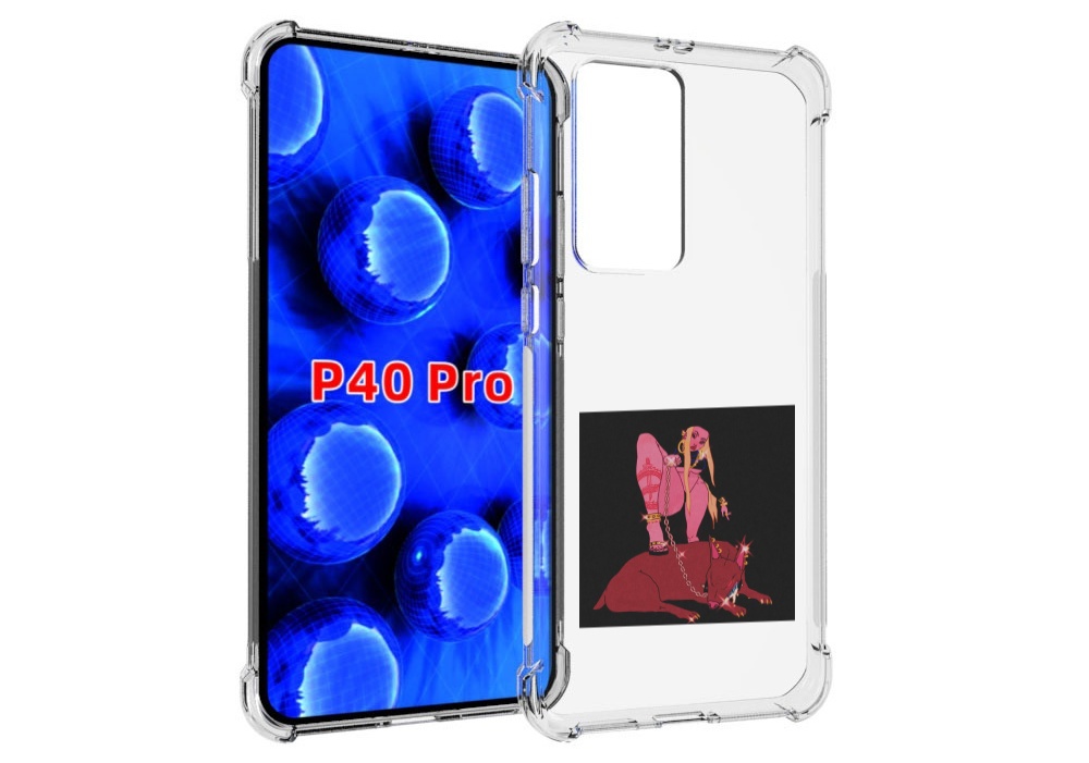 

Чехол MyPads девушка с собакой на цепи нарисованная женский для Huawei P40 Pro противоу, Прозрачный, Tocco