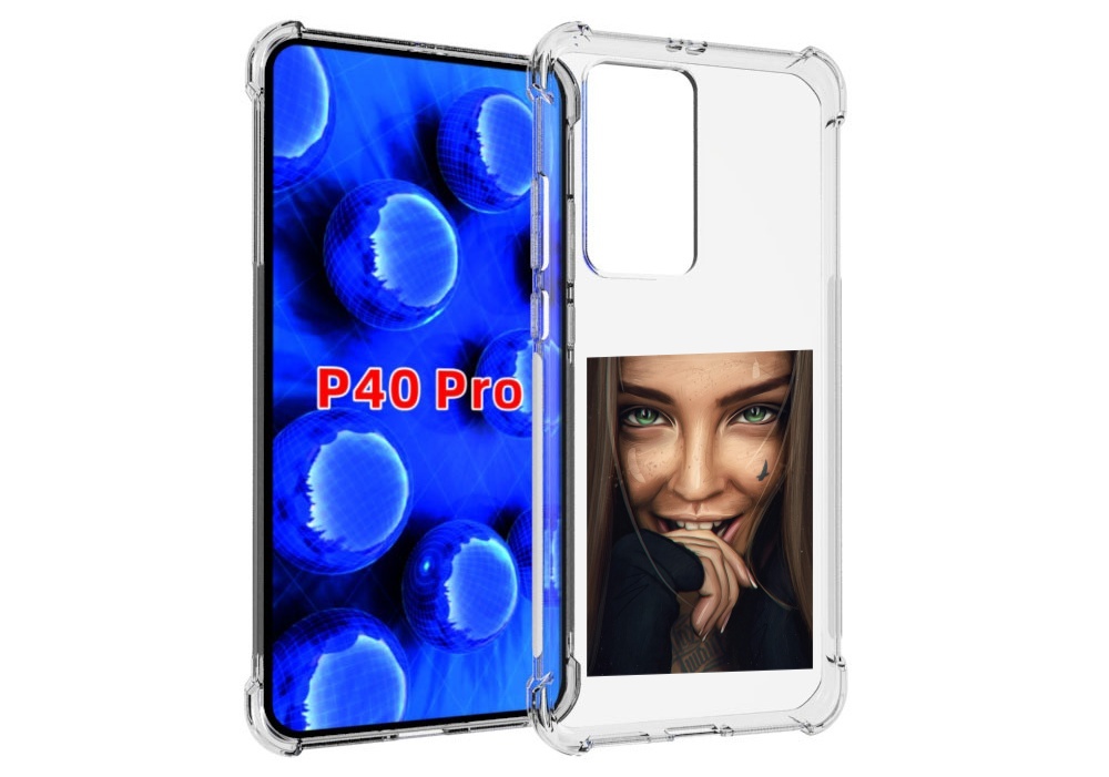 Чехол MyPads девушка улыбается женский для Huawei P40 Pro противоударный