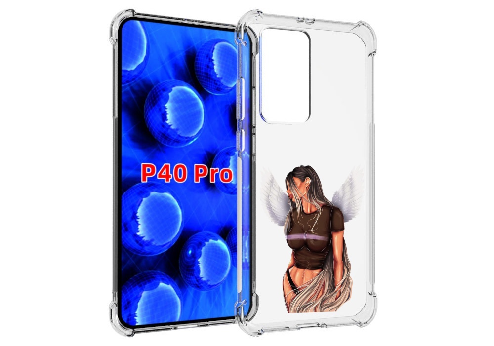 Чехол MyPads девушка-ангел-с-крыльями женский для Huawei P40 Pro противоударный