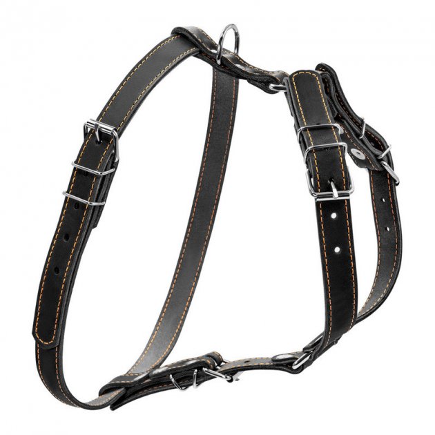 фото Шлейка для собак collar одинарная, кожа, черный, 20мм